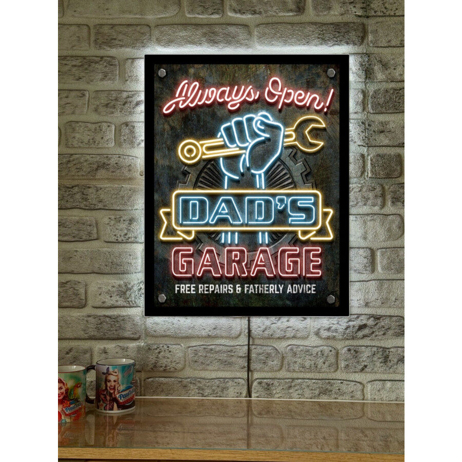 LED Acrylboard Dads Garage