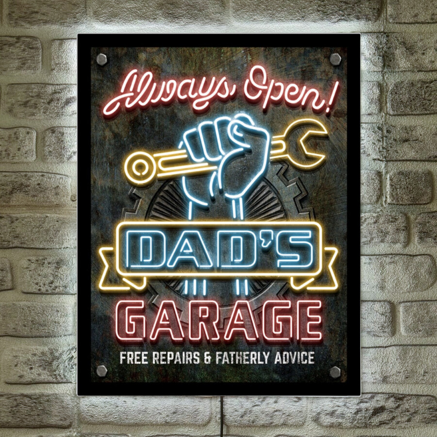 LED Acrylboard Dads Garage