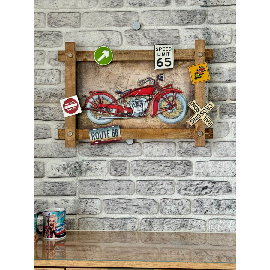 Blechschild Wandbild Motorrad Route 66