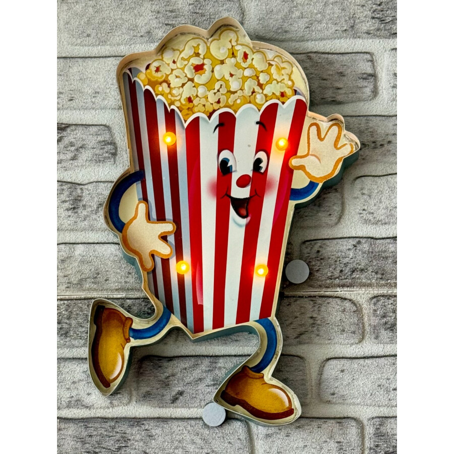 Blechschild Popcorn geprägt LED Beleuchtet / Fernbedienung