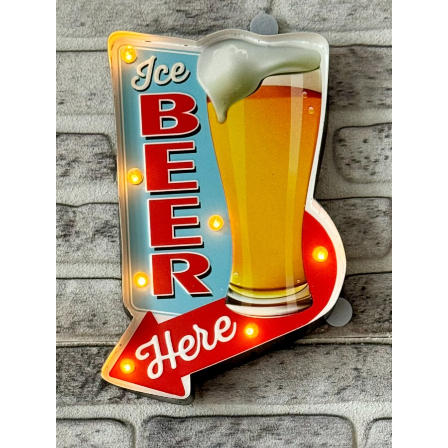 Blechschild Kühles Bier mit LED Beleuchtung / Fernbedienung