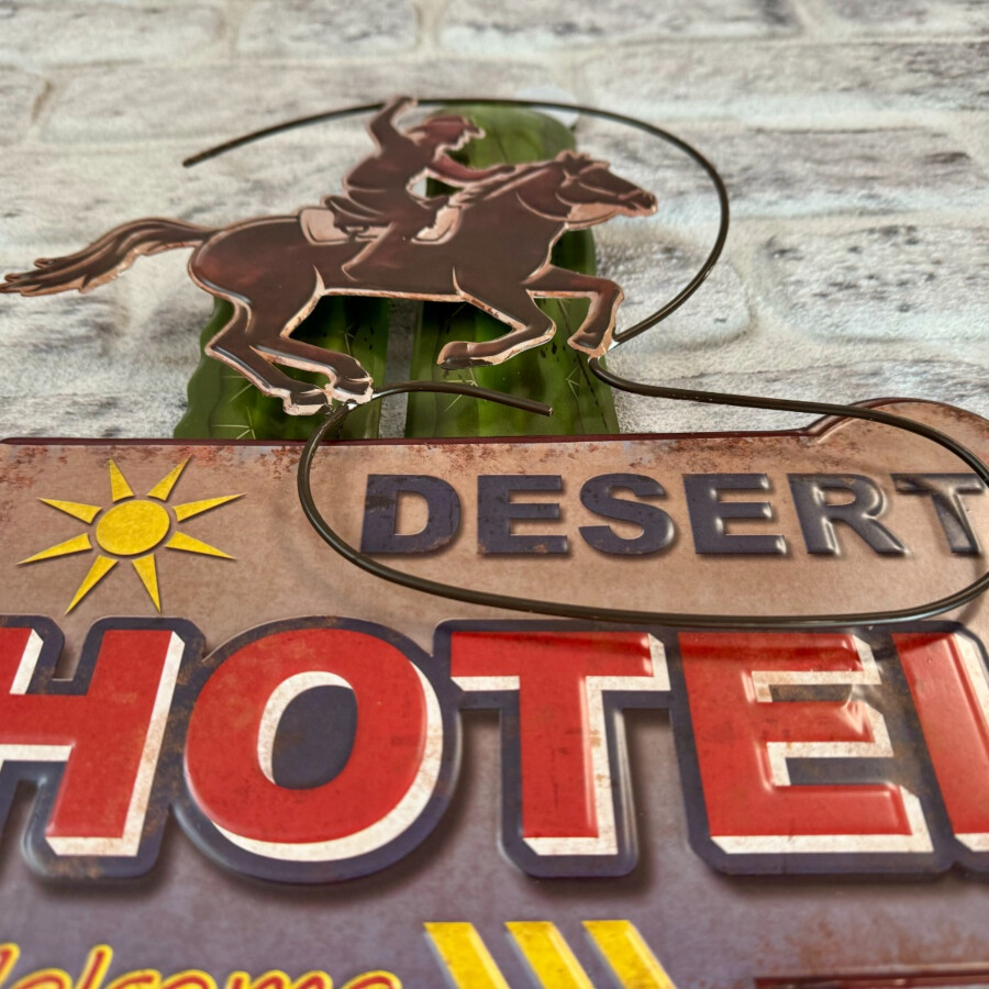 Blechschild Kaktus Desert Hotel 3D