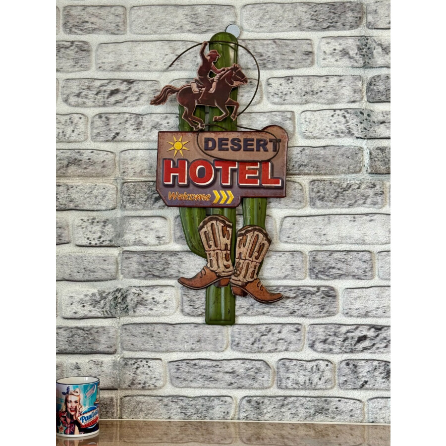 Blechschild Kaktus Desert Hotel 3D