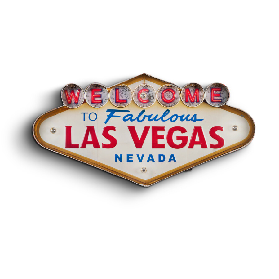 Blechschild Welcome Las Vegas LED Beleuchtung / Fernbedienung