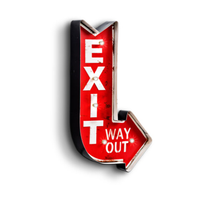 Blechschild Red Exit Vintage Way Out Rechts Led Beleuchtet / Fernbedienung