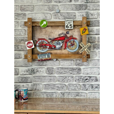 Blechschild Wandbild Motorrad Route 66