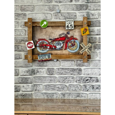 Blechschild Wandbild Motorrad Route 66