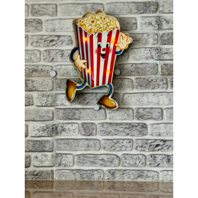 Blechschild Popcorn geprägt LED Beleuchtet / Fernbedienung