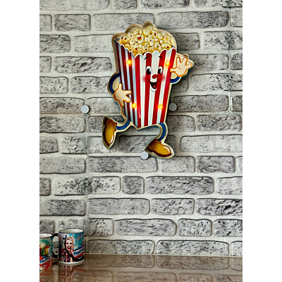 Blechschild Popcorn geprägt LED Beleuchtet / Fernbedienung