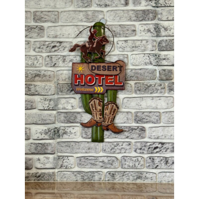 Blechschild Kaktus Desert Hotel 3D