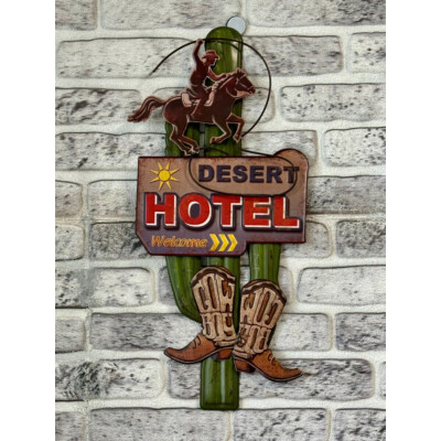 Blechschild Kaktus Desert Hotel 3D