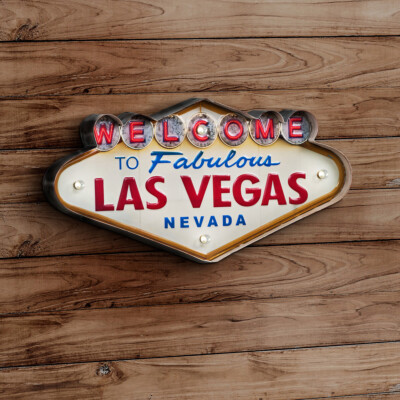 Blechschild Welcome Las Vegas LED Beleuchtung / Fernbedienung