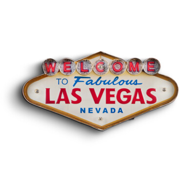 Blechschild Welcome Las Vegas LED Beleuchtung / Fernbedienung