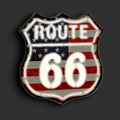 Blechschild US Route 66 LED Beleuchtet / Fernbedienung