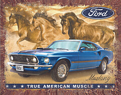 Blechschild Ford Mustang Flag
