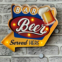 Blechschild Bier Served mit LED Beleuchtung / Fernbedienung