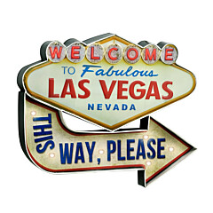 Blechschild Welcome Las Vegas Pfeil LED Beleuchtung / Fernbedienung